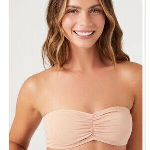 FOREVER 21 Nude Beige Stretch Light Support Bra Bralette Strapless 4pack size M